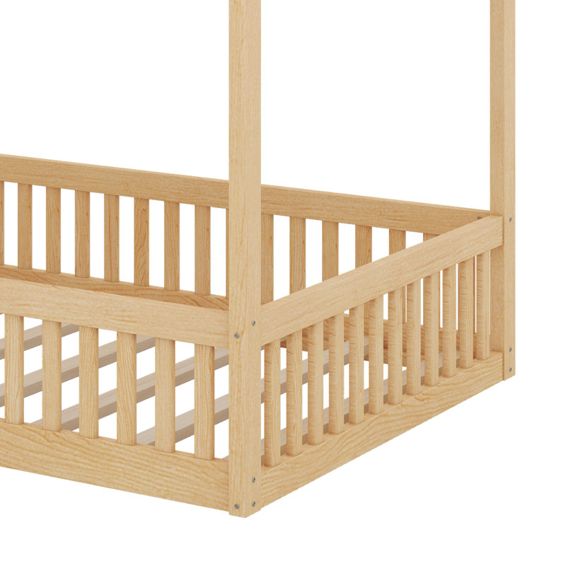 Lit superposé double en bois avec échelle, Naturel