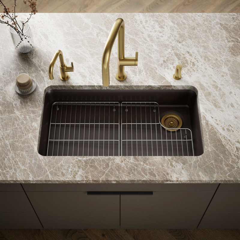 Cairn 33 In. X 18-5/16 In. X 5-11/16 In. Undermount Single-Bowl Kitchen Sink, Matte Brown