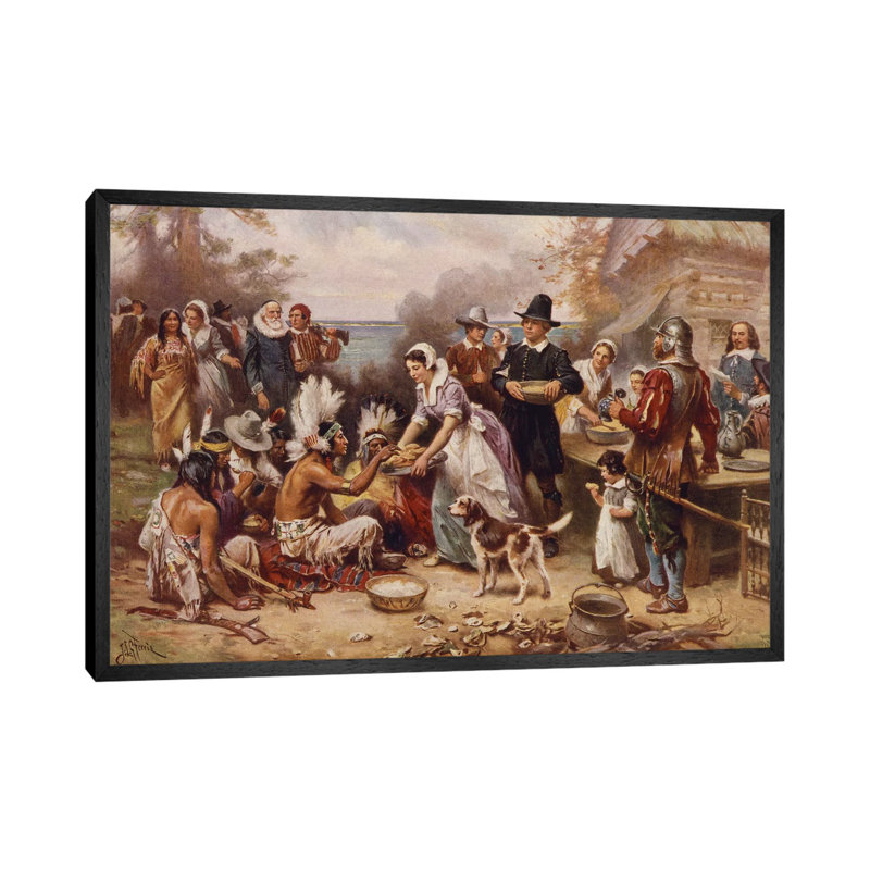 The First Thanksgiving, C.1930 by Jean Leon Gerome Ferris - Painting on Canvas, 45.72cm H x 66.04cm W x 3.81cm D
