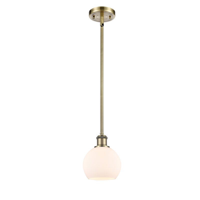 Mini-luminaire suspendu avec tige 6 lumières Ralph 1, Laiton antique, Blanc mat