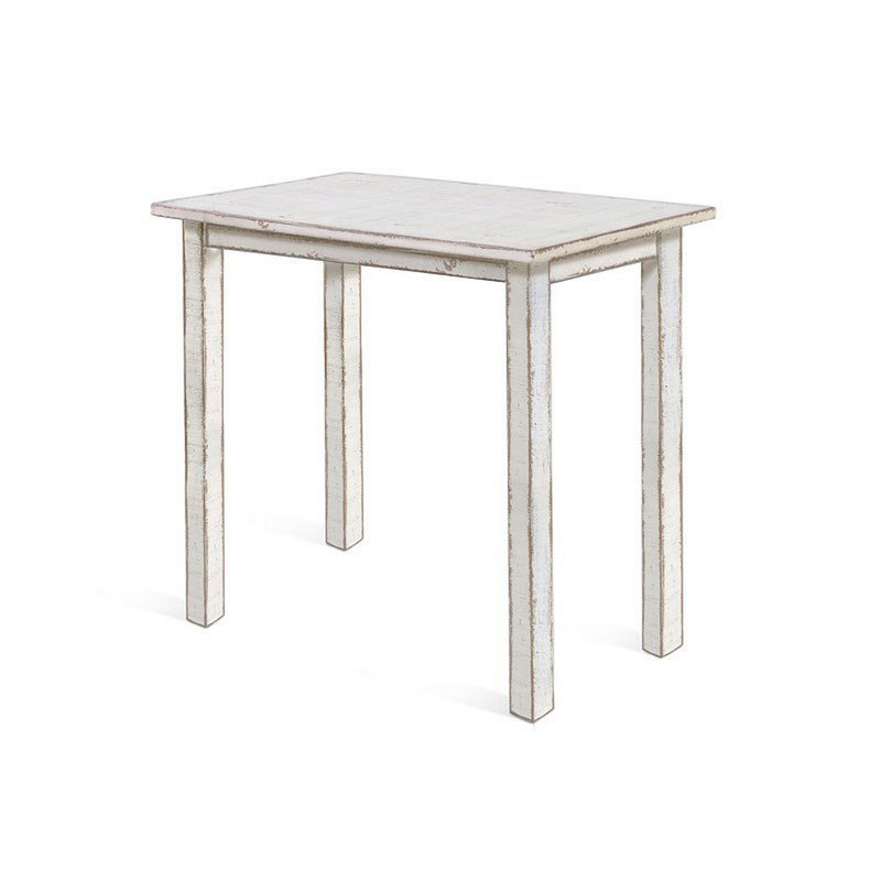 Rena Bar Height Dining Table | 48" Rectangular Top | Mahogany Wood, White, 42"H x 48"L x 24"W