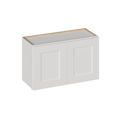 White Solid Wood Single Door Wall Cabinet, 1 Door and 2 Shelves for Kitchen Storage, Bathroom Storage, Laundry Room, Adjustable Shelves Included