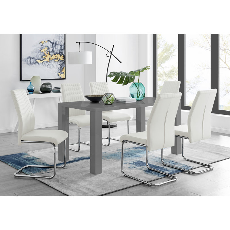 Chowchilla Dining Set with 6 Chairs, White