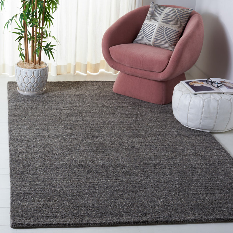 Misak Hand Tufted Wool/Cotton & Other Fiber Solid Color Rug in Gray, Rectangle 5' x 8'