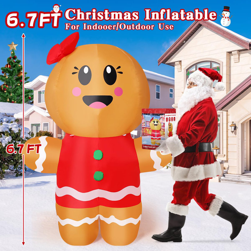Bonhomme de pain d'épice de Noël 6,7 pi avec DEL intégrées