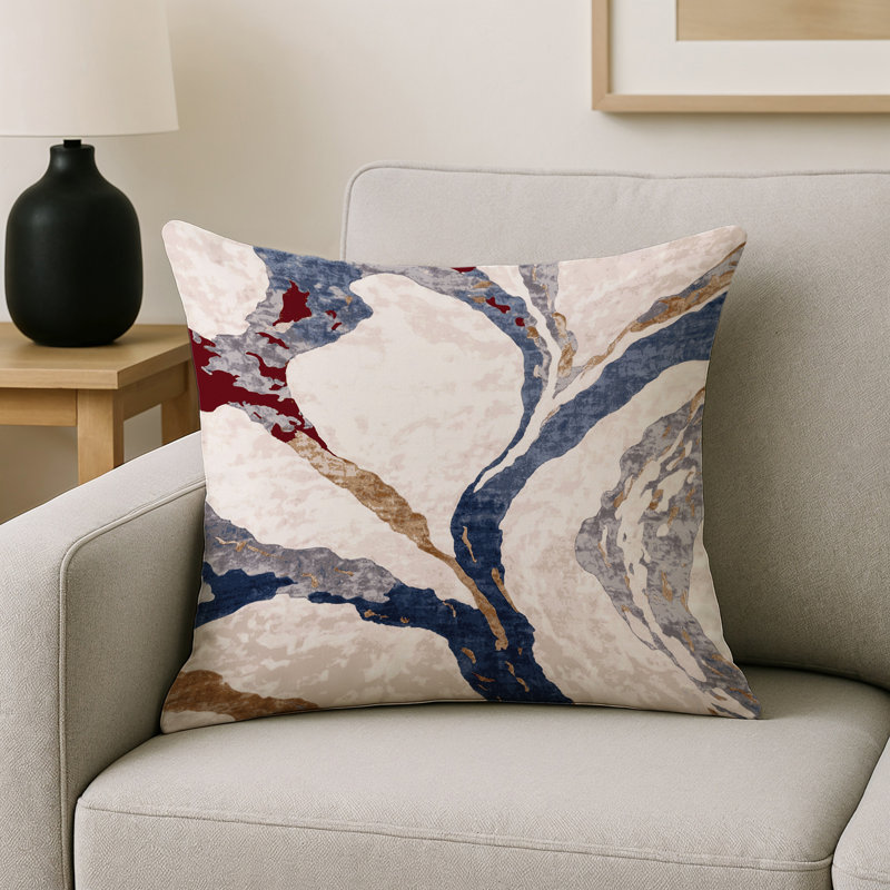 Coussin décoratif intérieur / extérieur gris Modern Modern, Carré 16 po, Gris abstrait 147