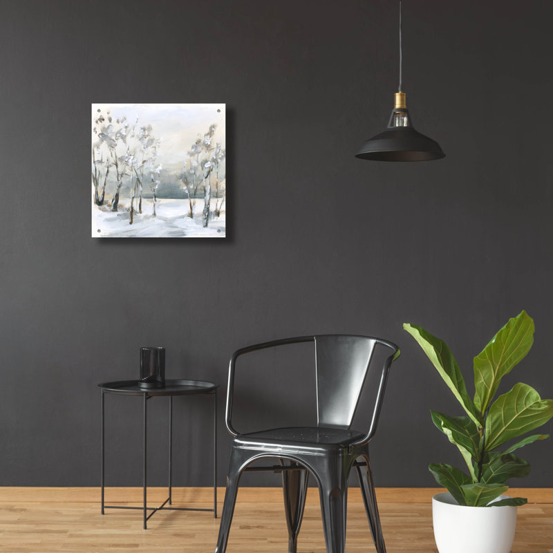 Art mural en verre «Snowy Winter Trees» par Katrina Pete, H 24 po x l 24 po x P 0,2 po