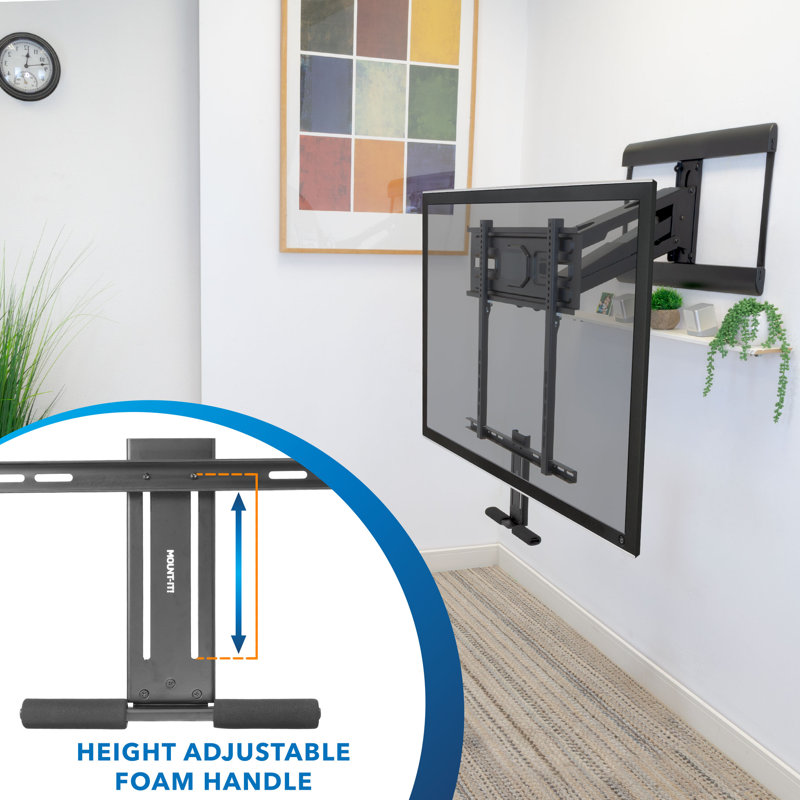 Support mural inclinable noir pour écrans de plus de 50 po avec tablettes Mount-it, peut supporter jusqu'à 72 lb