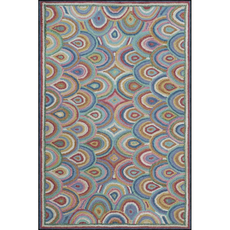 Circle Themed Multicolored Decorative Washable Rug, Runner 2'6" x 9'11"