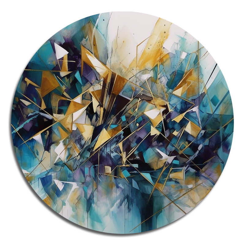 Golden Explosion Triangles III Round Wall Decor Metal, 29" H x 29" W x 1" D