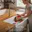 Évier de cuisine à cuve simple en argile réfractaire 36 po avec grille Houzer - PTG-3600 WH-C