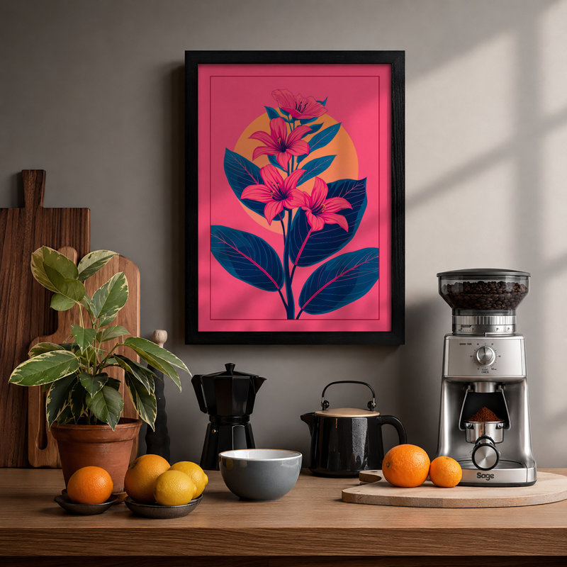 Florals in Golden Light Botanical - Framed Print, A3 - 42.0 x 29.7 cm, Black