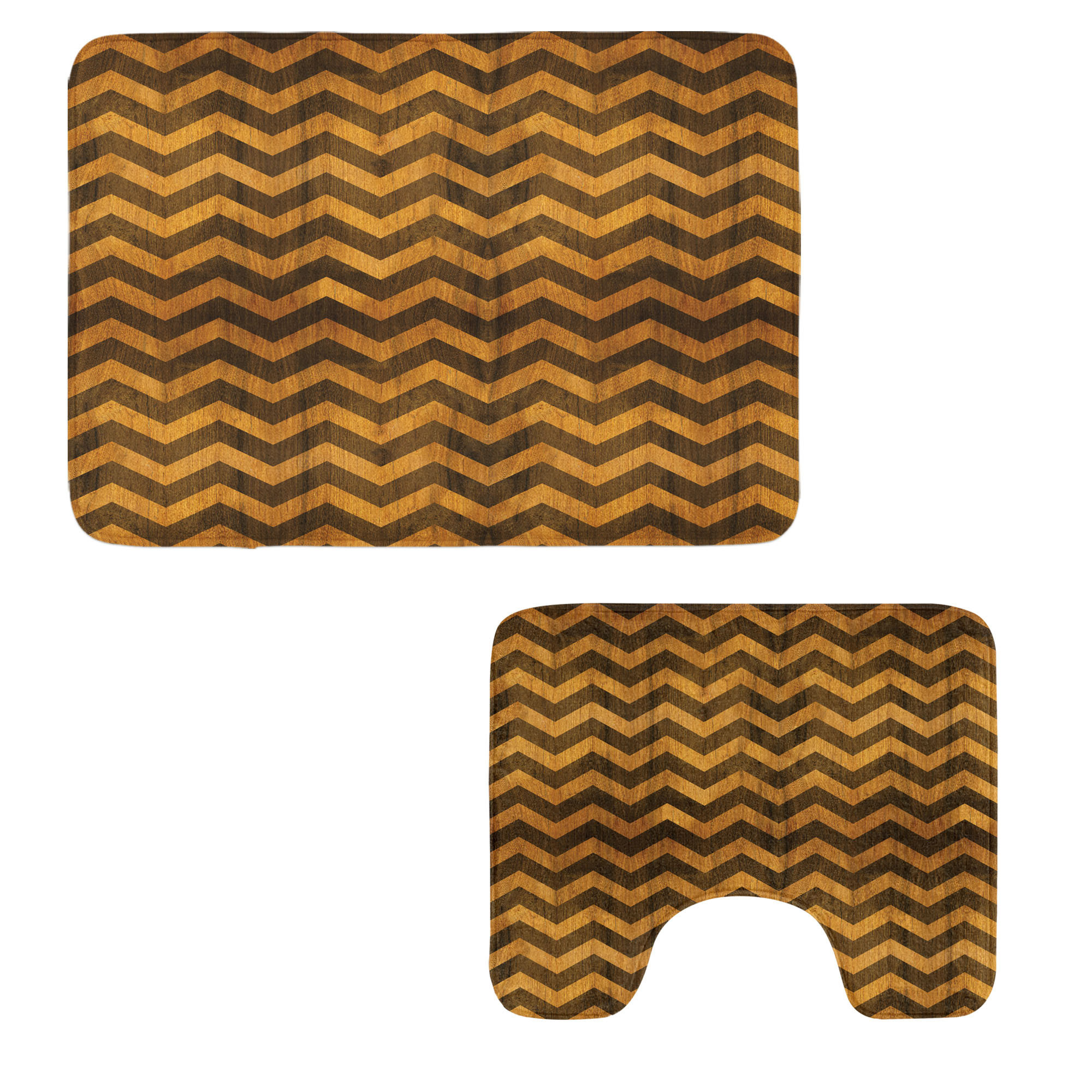 East Urban Home Chevron Bathroom Rug Set 2 Pieces Rectangle & Contour ...