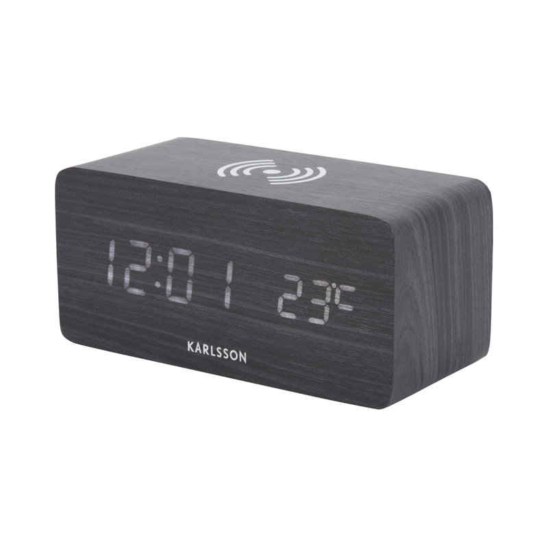 Digital Wood Alarm Tabletop Clock, Black