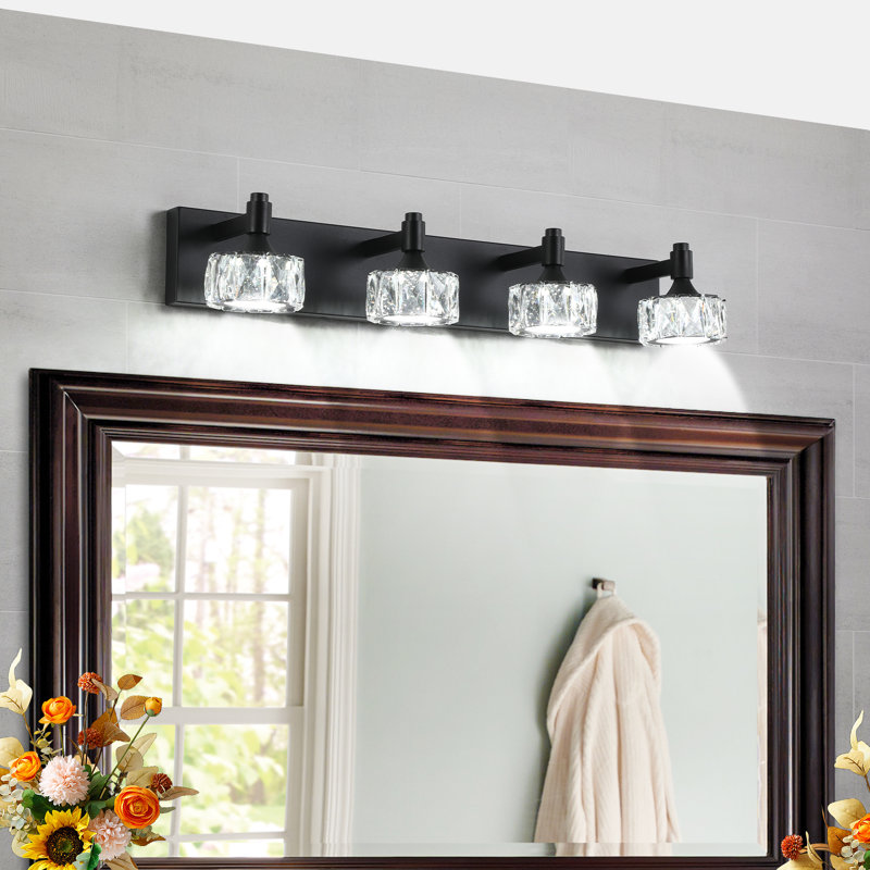 Modern 4-Light Matte Black LED Vanity Light Fixture