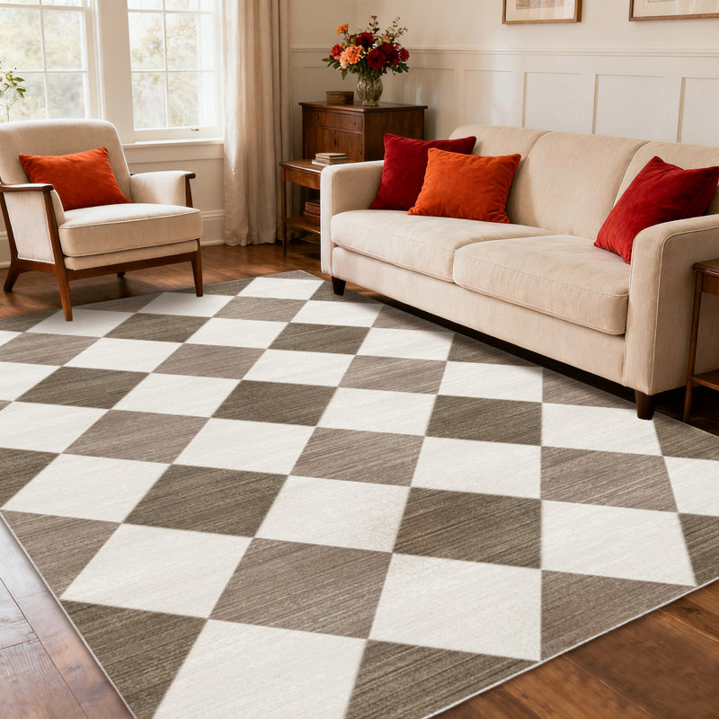 Modern Abstract Area Rugs for Living Room, Soft Low Pile Indoor Outdoor Rugs, Geometric Large Soft Indoor Washable Rug, Non Slip, Soft Accent Carpet for Bedroom Dining Room Table Home Decor Use