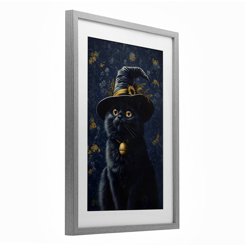 Mystical Blue Witch Cat, reproduction encadrée sous verre, design par Arlington Prints, H 20 po x l 14 po
