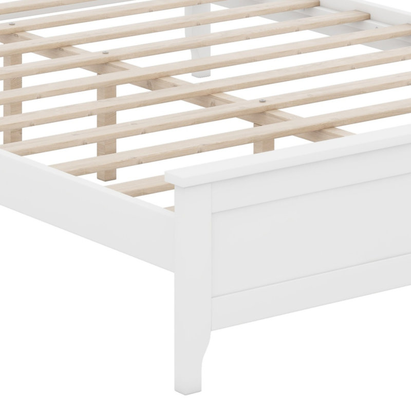 Lit plateforme en bois à profil bas avec support à lattes solides, aucun sommier requis