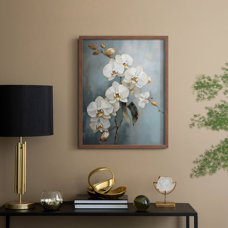Série FLORAL CXCII - Impression encadrée de qualité supérieure - Prêt à être accroché - Aucun clou requis, Noyer