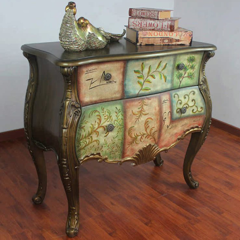Hand-Painted Two-Drawer Accent Chest for Entryway