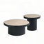 Ensemble de 2 tables basses gigognes rondes avec plateau en pierre frittée - noir
