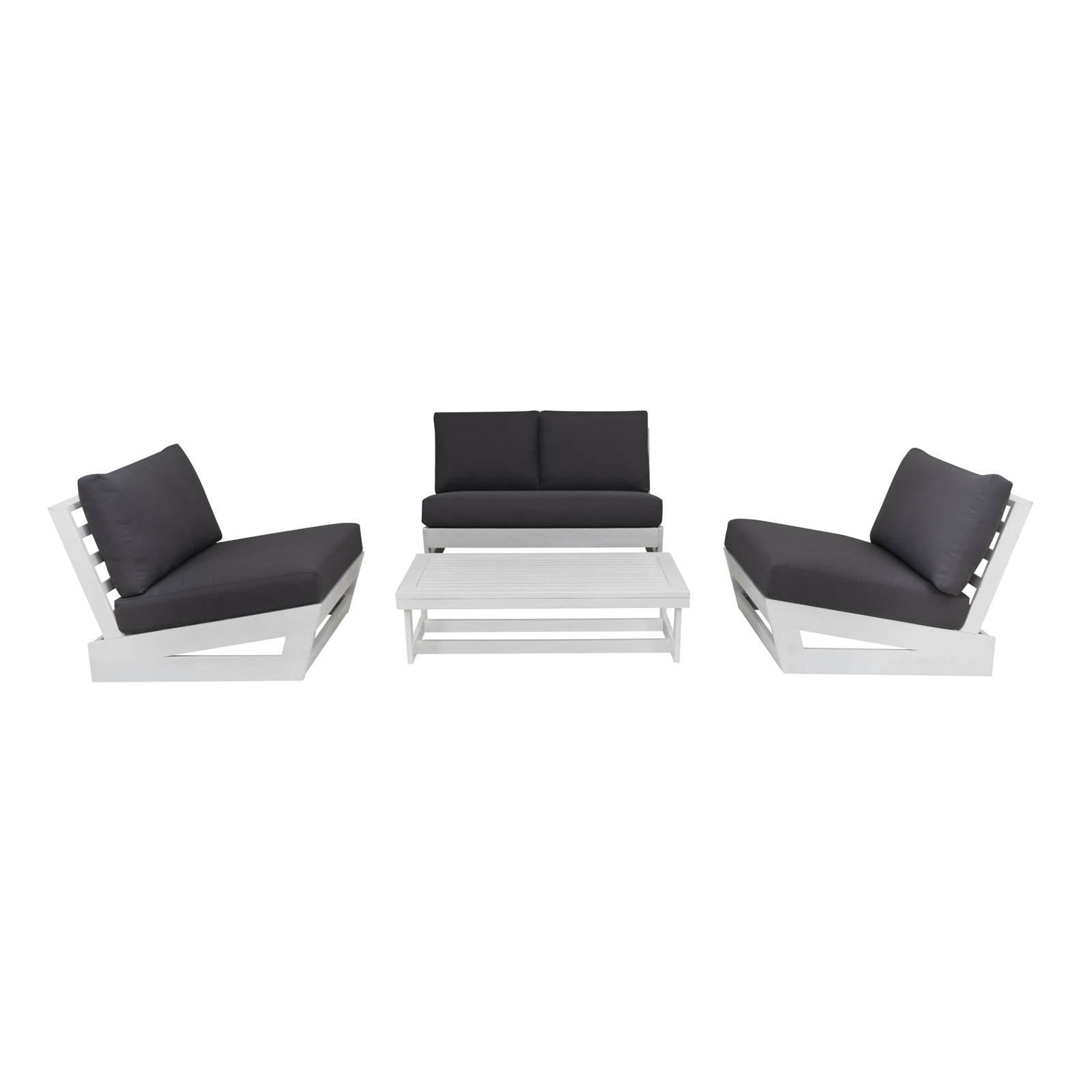 Fishbein Outdoor TK 4 Piece Set, Gray Cushion/White Frame