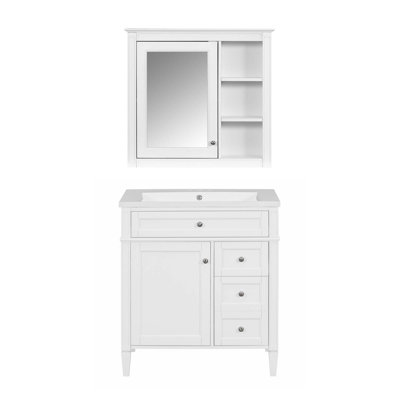 Meuble-lavabo autoportant moderne avec plusieurs options de rangement et armoire à glace