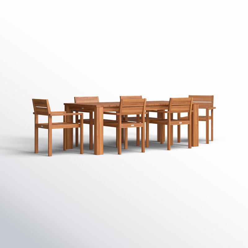 Azul 6 - Person Acacia Wood Patio Dining Set with Rectangular Table