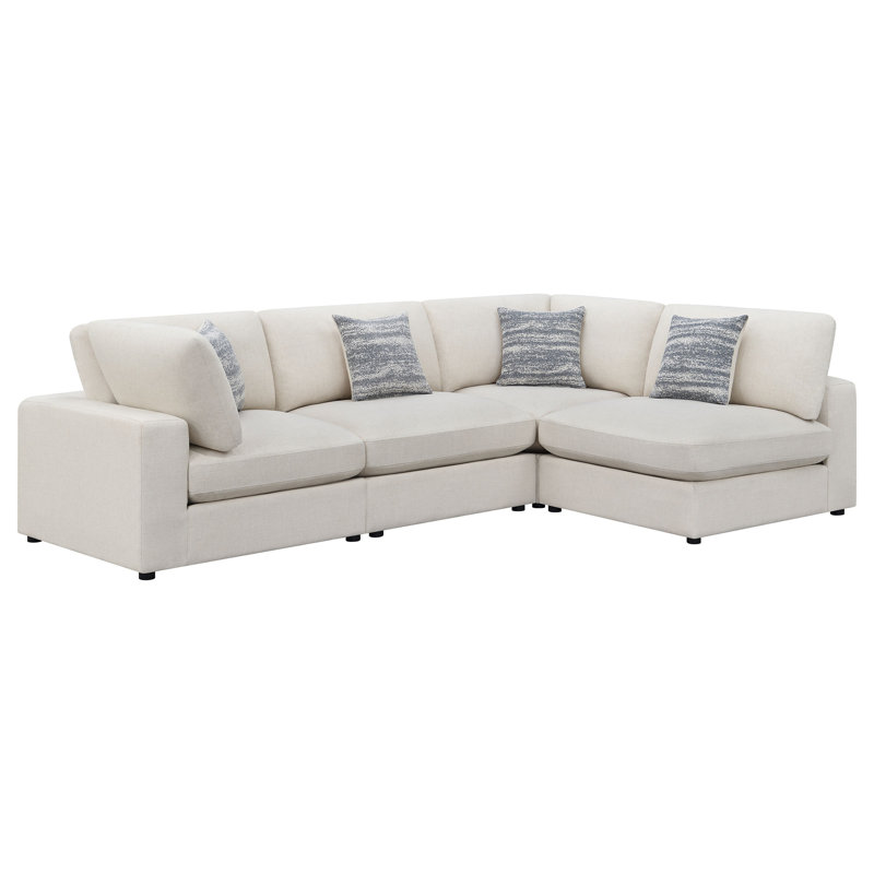 Canapé modulaire rembourré avec coussins réversibles, Tissu beige