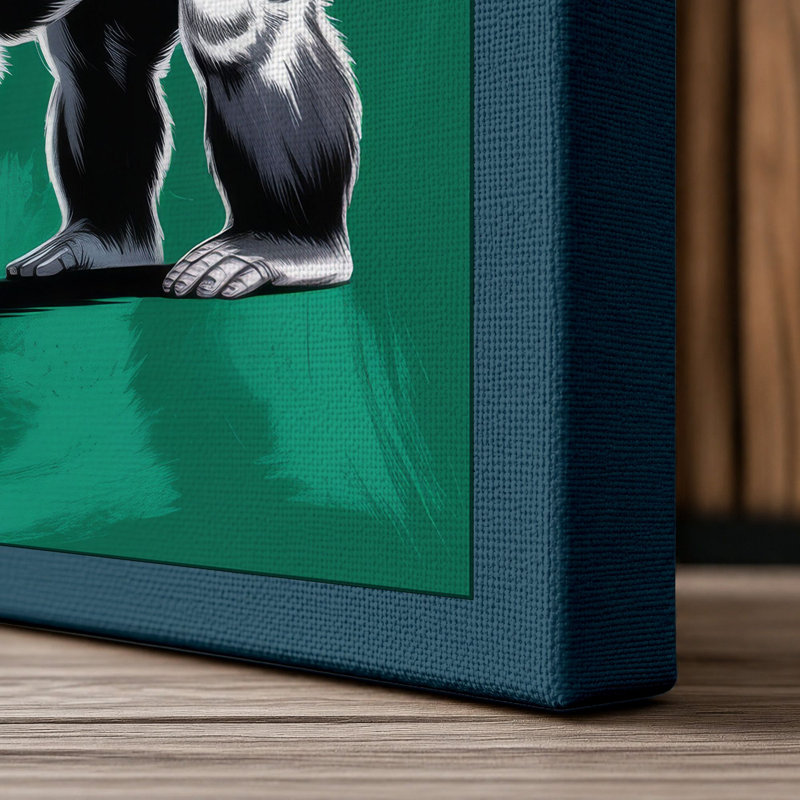 Silverback Strength Modern - Wrapped Canvas, 36x24 - 91.4 x 61.0 cm, Teal Border