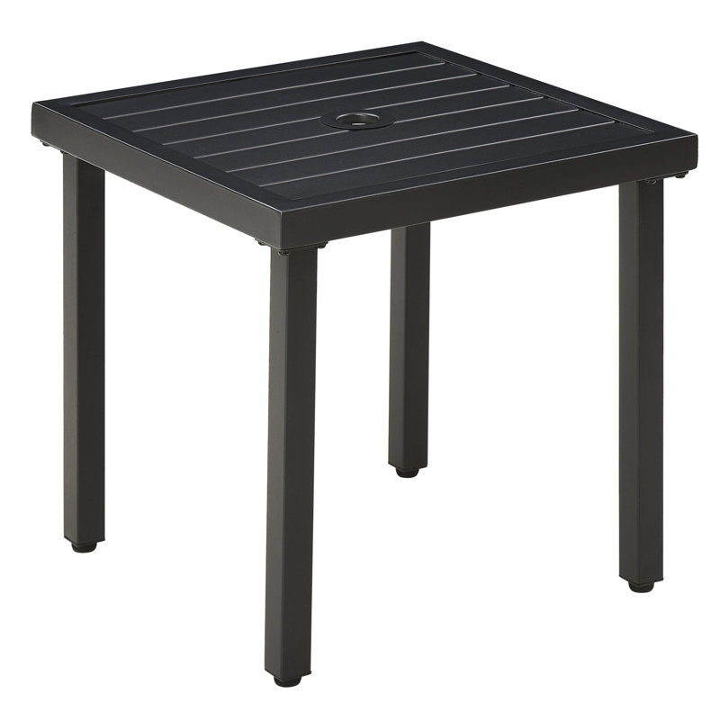 Noelli Square Metal Outdoor Side Table With Umbrella Hole , 51cm cm W 51cm cm D