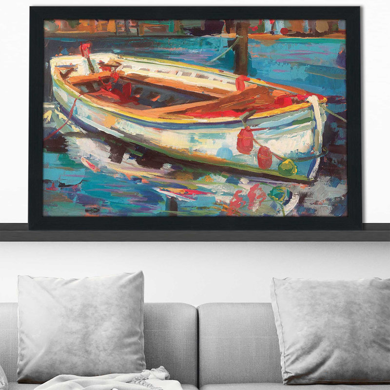 Bateau solo - Peinture, H 21,5 po x l 27,5 po x P 0,75 po, Cadre espresso