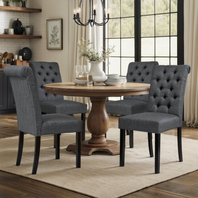 Linen Upholstered Dining Parsons Chairs (Set Of 4)