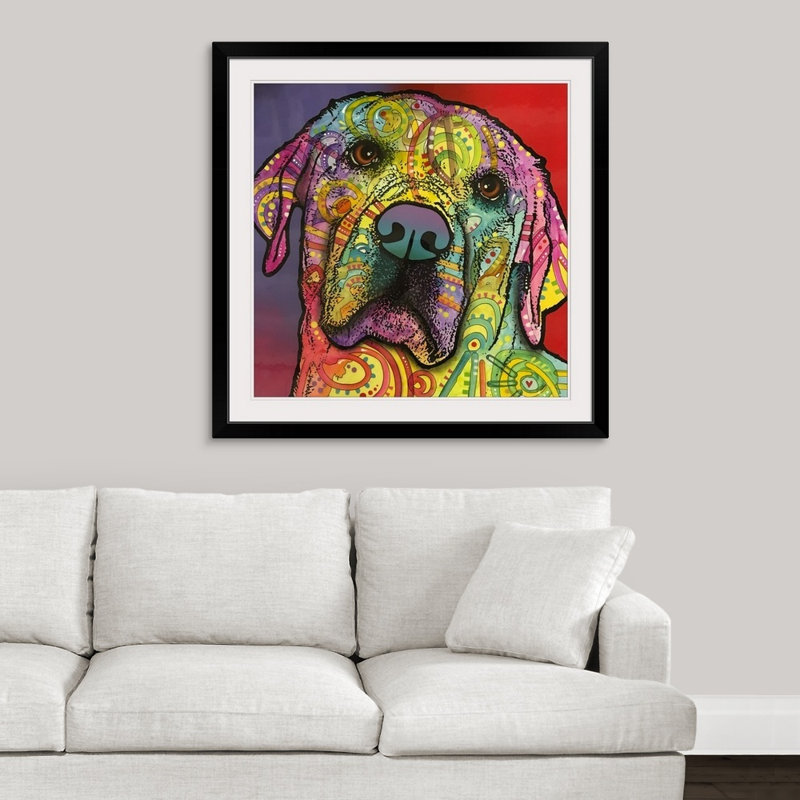 " Starry Lab " by Dean Russo, Black Framed, 38" H x 38" W x 1" D