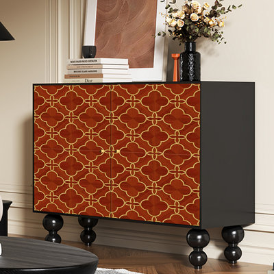 Console en bois massif de style Mid-Century
