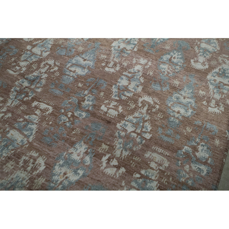 Ikat Area Rug in Rust/Gray/Beige, Rectangle 9'2" x 12'2"