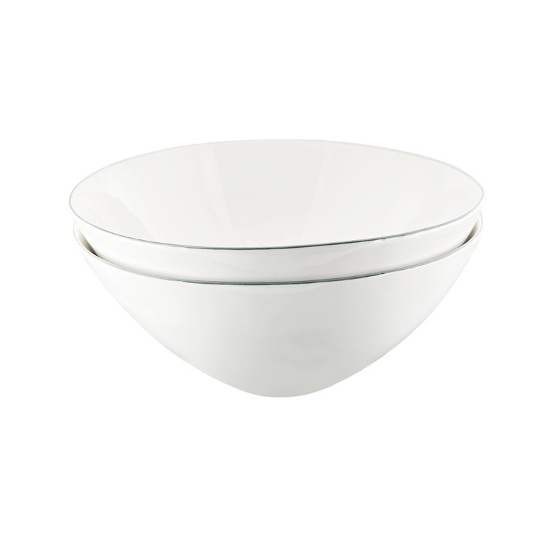Grand bol de service en porcelaine 74 oz Canvas, Blanc / bordure grise