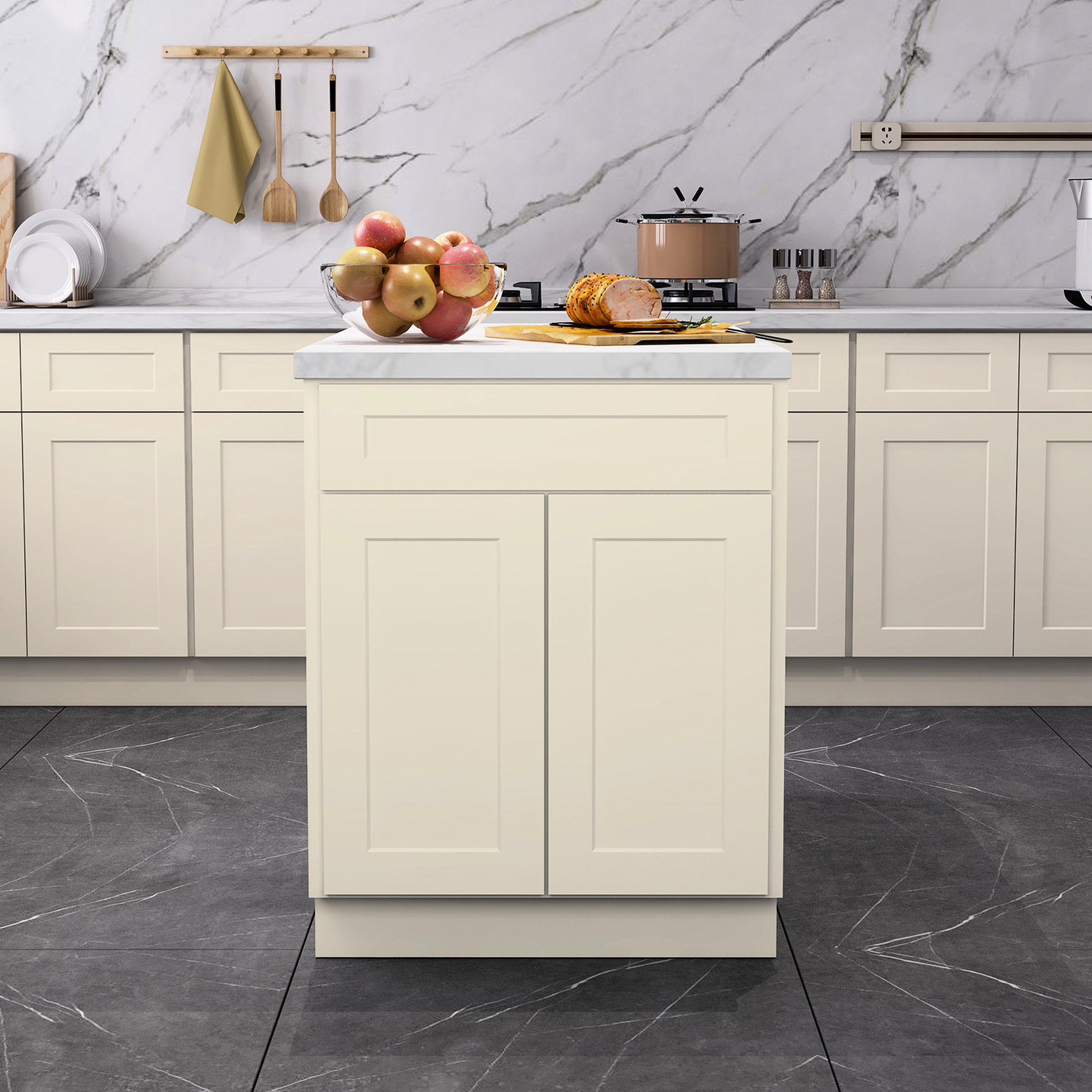 Latitude Run® Antique White Kitchen Base Cabinet 27x24x34.5, Promptly ...