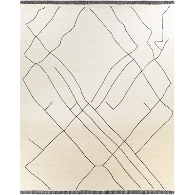 Tapis crème / noir en laine touffeté à la main Isla