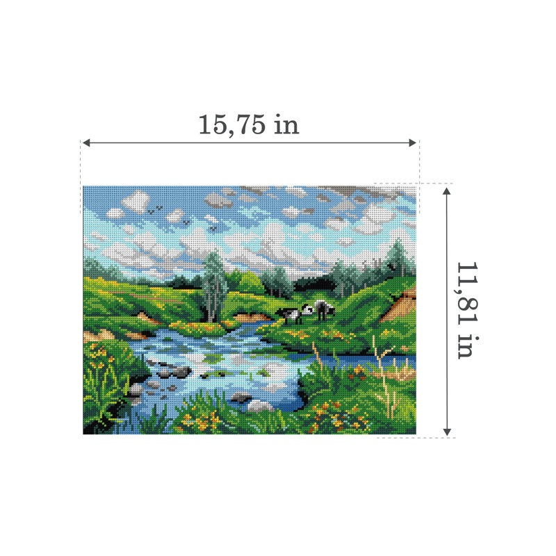 Toile Gobelin pour demi-point sans fil d'après Peder Mork Monsted - Vaches au pâturage 3465J