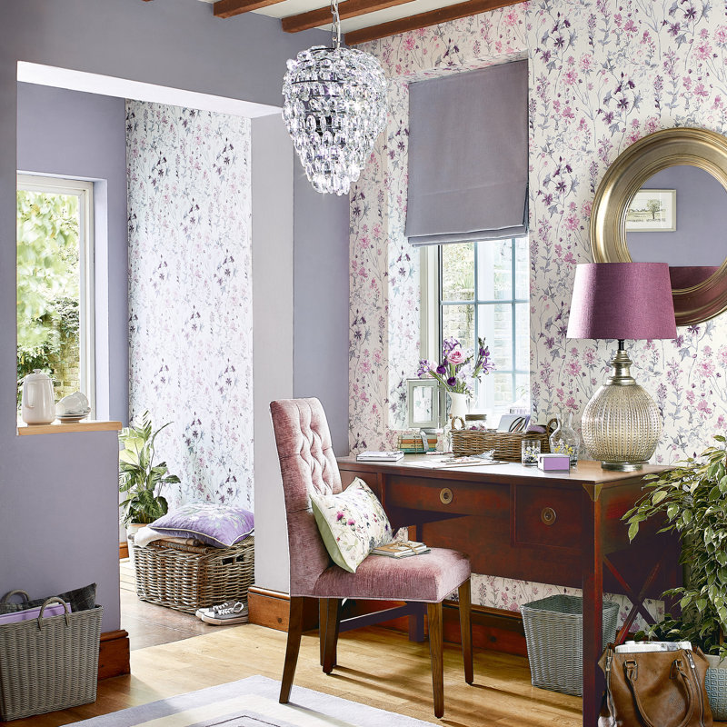 Laura Ashley Wild Meadow Wallpaper Roll, Pale Iris