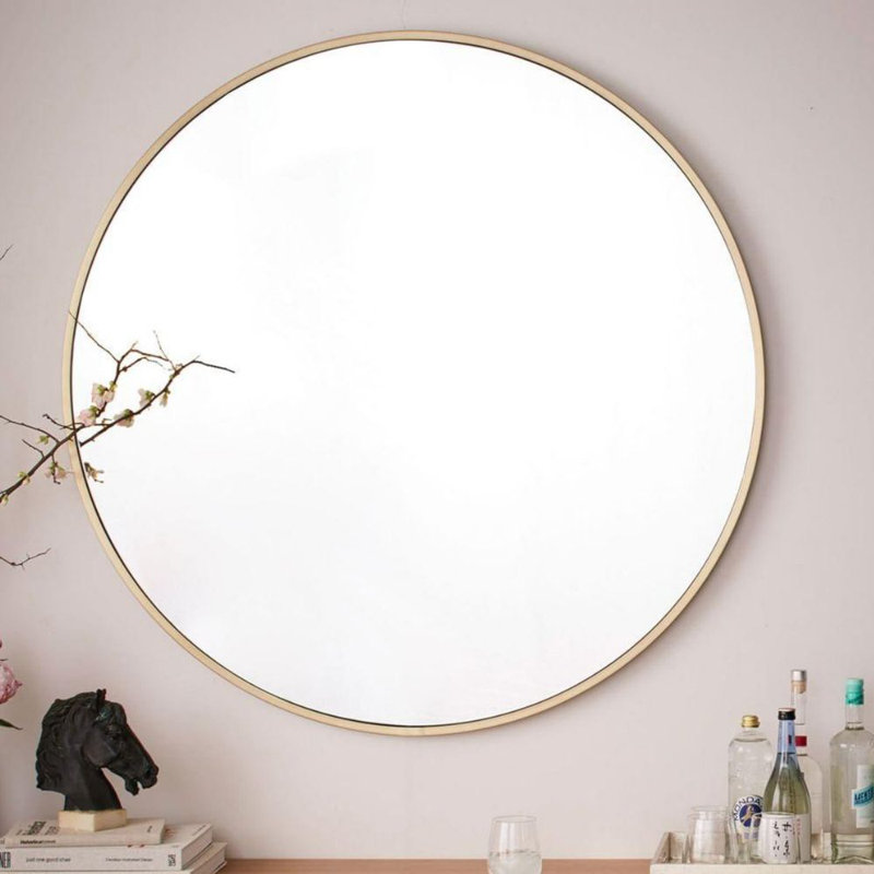 Miroir d'appoint Roberts, 60 po x 60 po, Doré, Métal métal