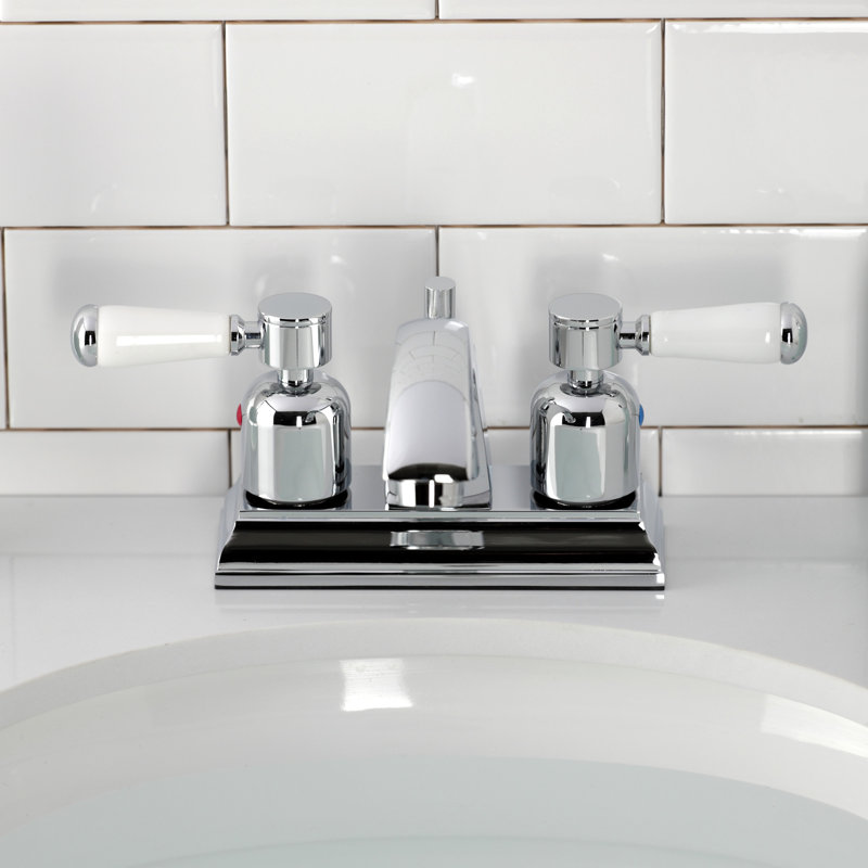 Polished Chrome 4-Inch Centerset Bathroom Faucet with Lever Handles
