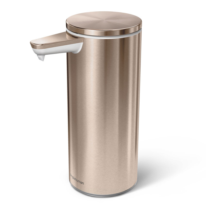 Simplehuman 266ml Rechargeable Sensor Soap Pump Dispenser, Stainless Steel, Rose Gold