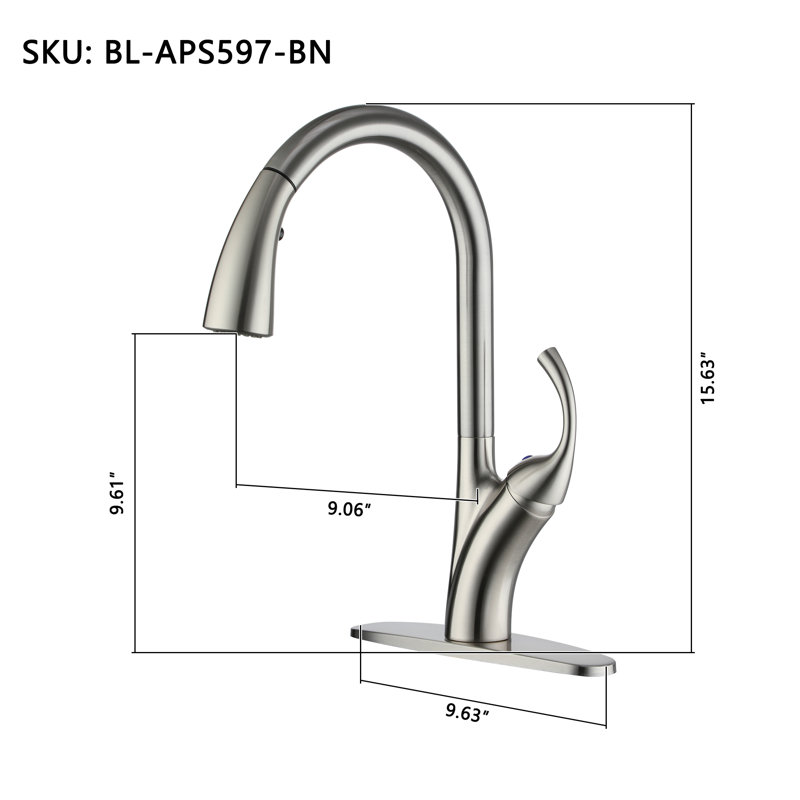 Boyel Living Pull Down Spray Kitchen Faucet, Brushed Nickel