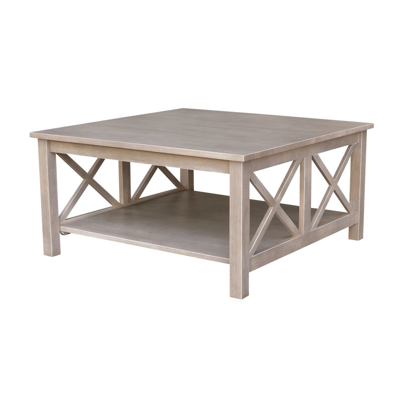 Rossitano Solid Wood Single Coffee Table, 18" H x 36" L x 36" W, Washed Gray Taupe