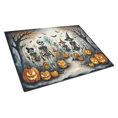 Calacas Skeletons Spooky Halloween Glass Cutting Board Large