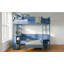 Lit mezzanine double en bois avec bureau, tablette de rangement de chevet, canapé et lumière-133273083
