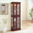 Cabinets | Lighted Curio with Adjustable Shelves, Mirrored Back | Walnut Brown, Solid &amp; Composite Wood | 23.75"W x 11.75"D x 70"H | Traditional | Living Room-753090879