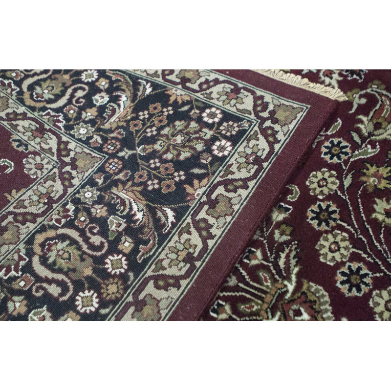 Wool Oriental Area Rug in Rust/Beige/Black